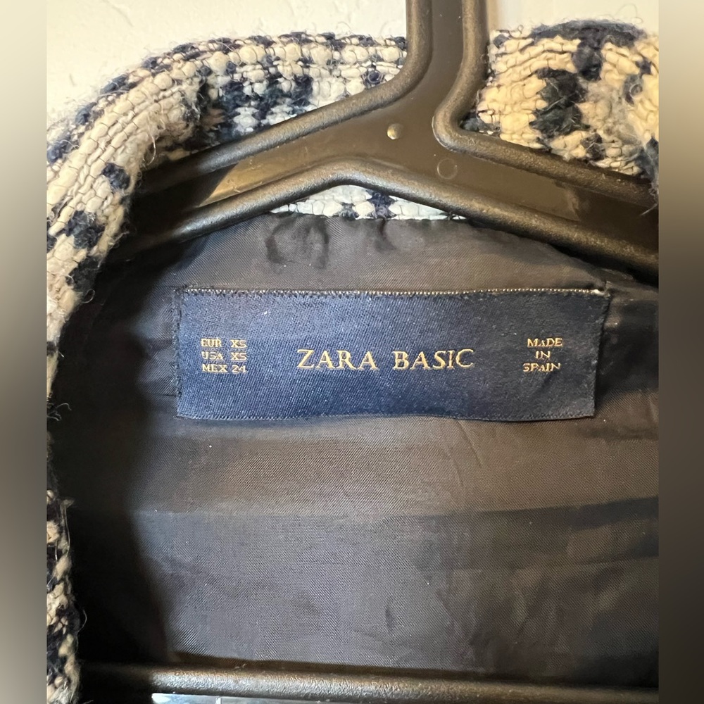Zara Basic Tweed Houndstooth Blazer Jacket - image 2